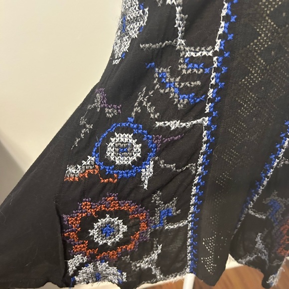 Free people crochet embroidered black tunic tank top B1 - Picture 5 of 13